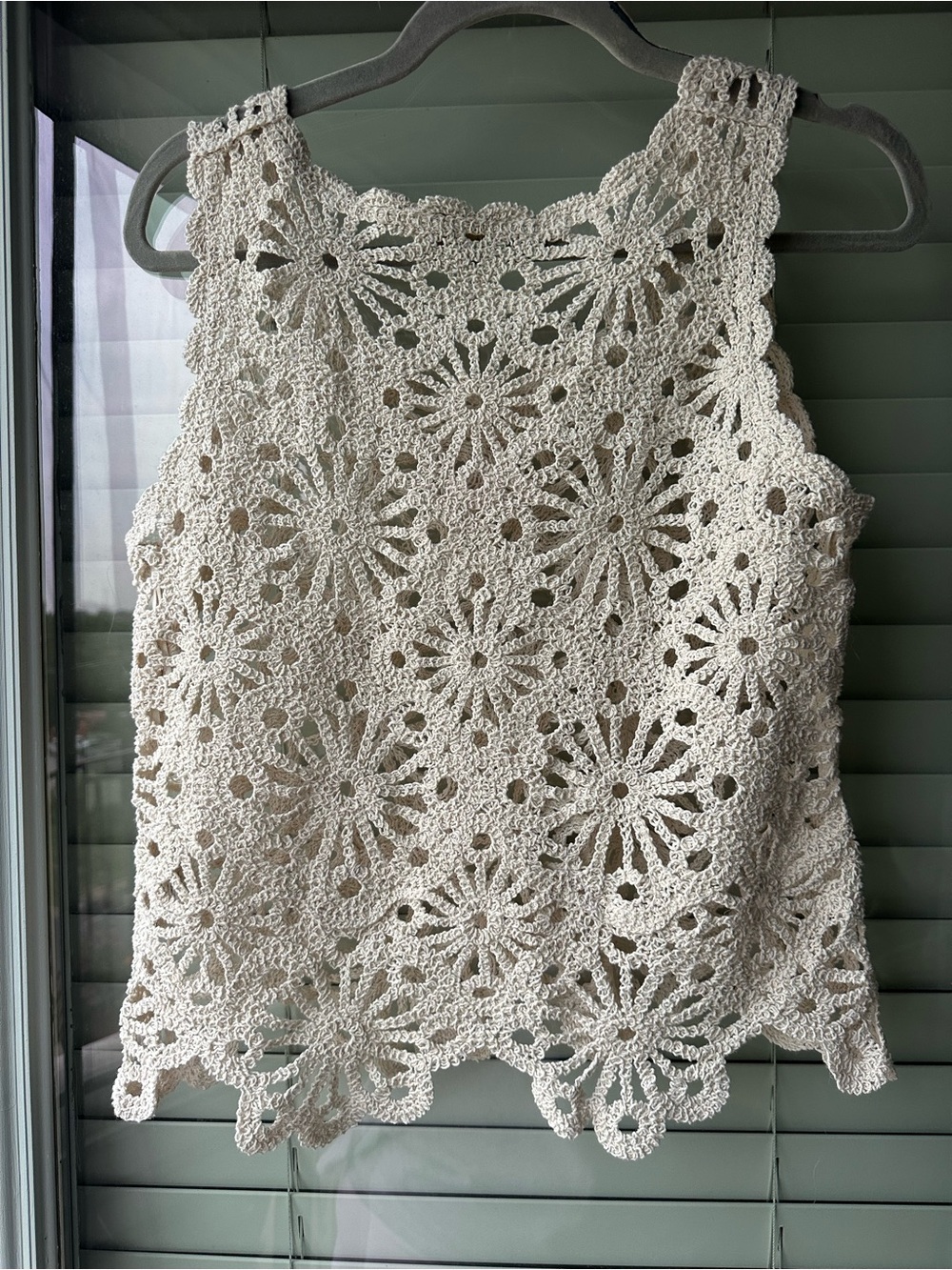Rebellion Cotton Crochet Cream Tank Top - Picture 3 of 7